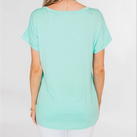 Attracted To You Sequin Pocket Top- Aqua NWOT - Picture 9 of 12